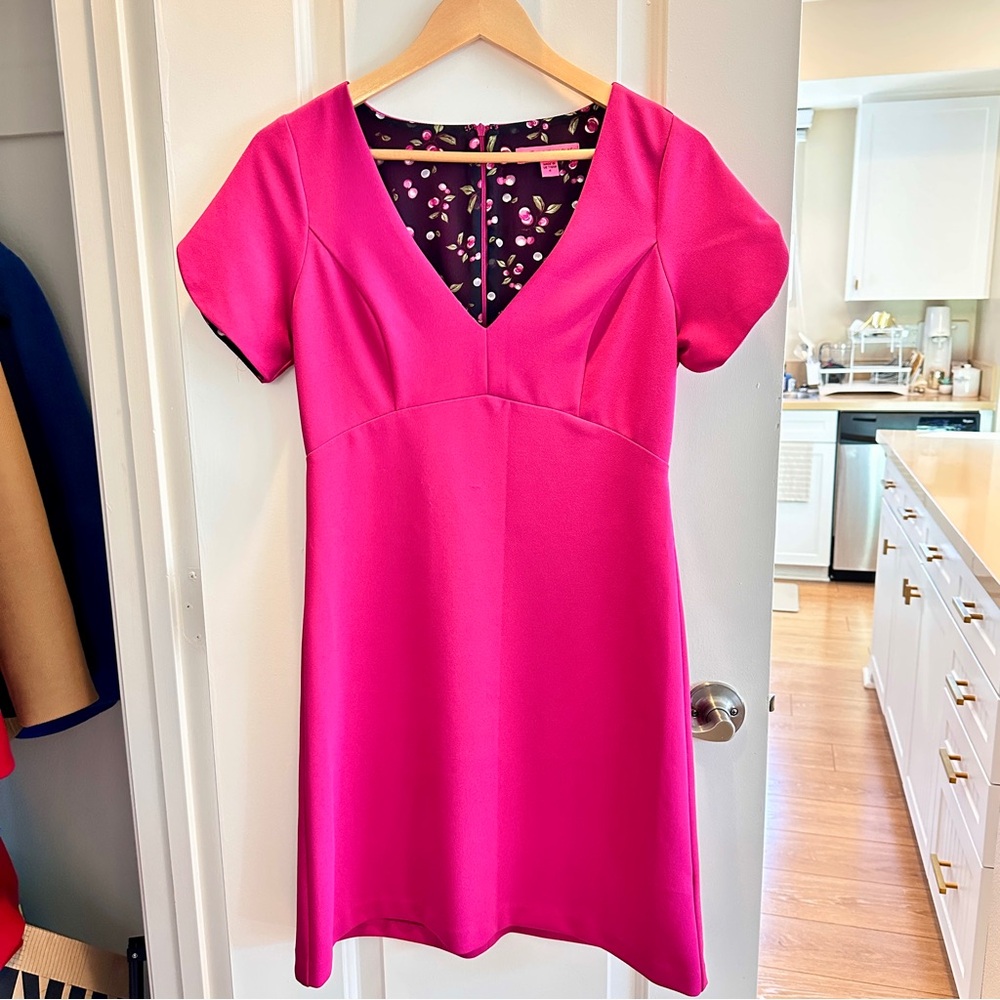 Betsey Johnson Hot Pink V-Neck Dress